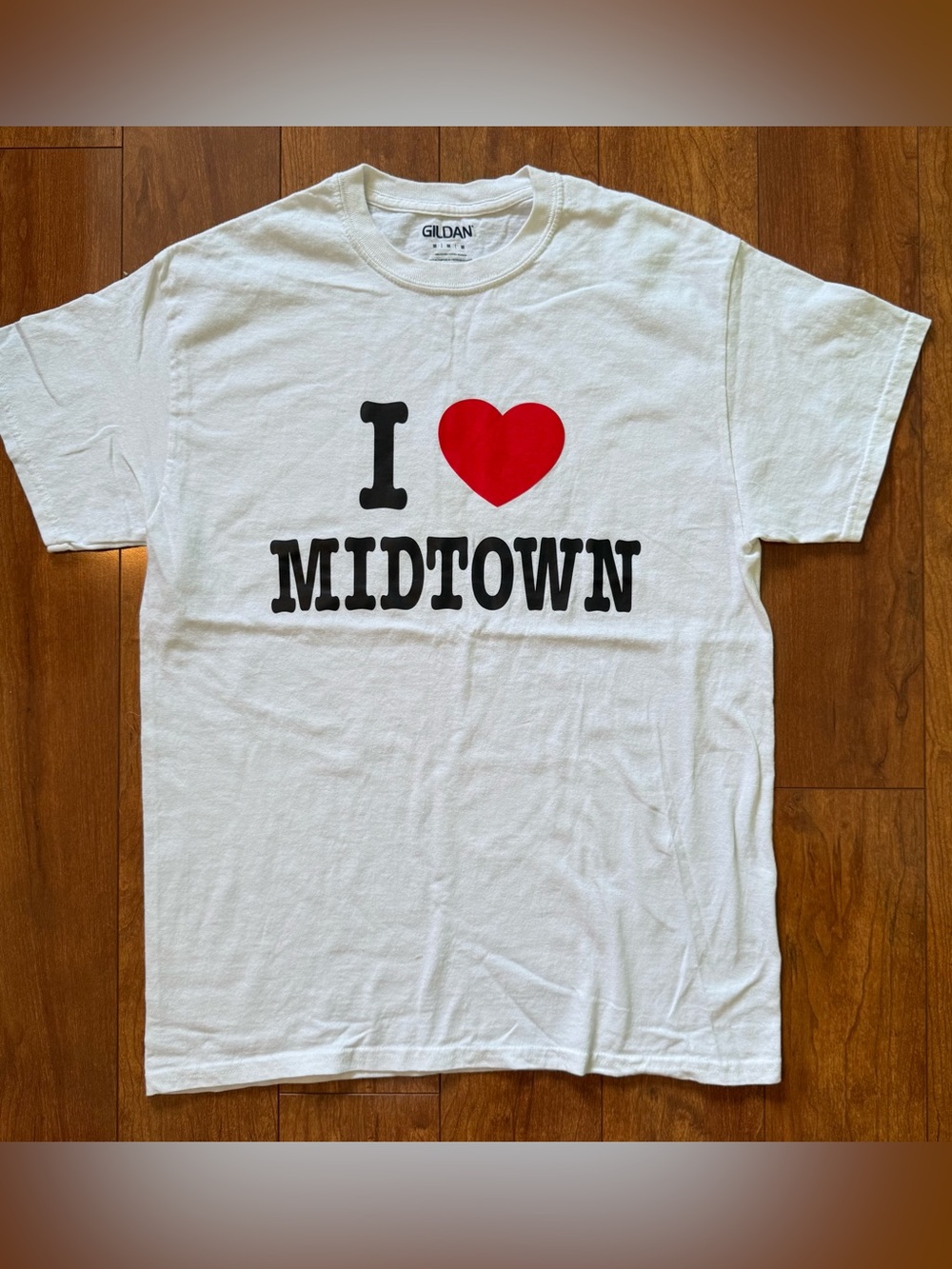 Gildan White I ♥ Midtown Graphic Tee with Red Heart - Size M